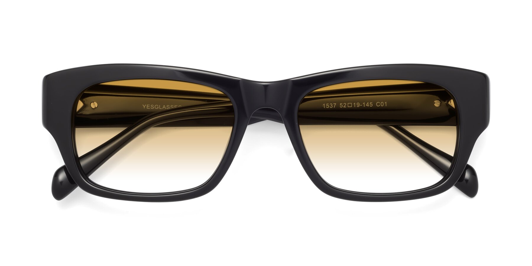 Folded Front of 1537 in Black with Champagne Gradient Lenses