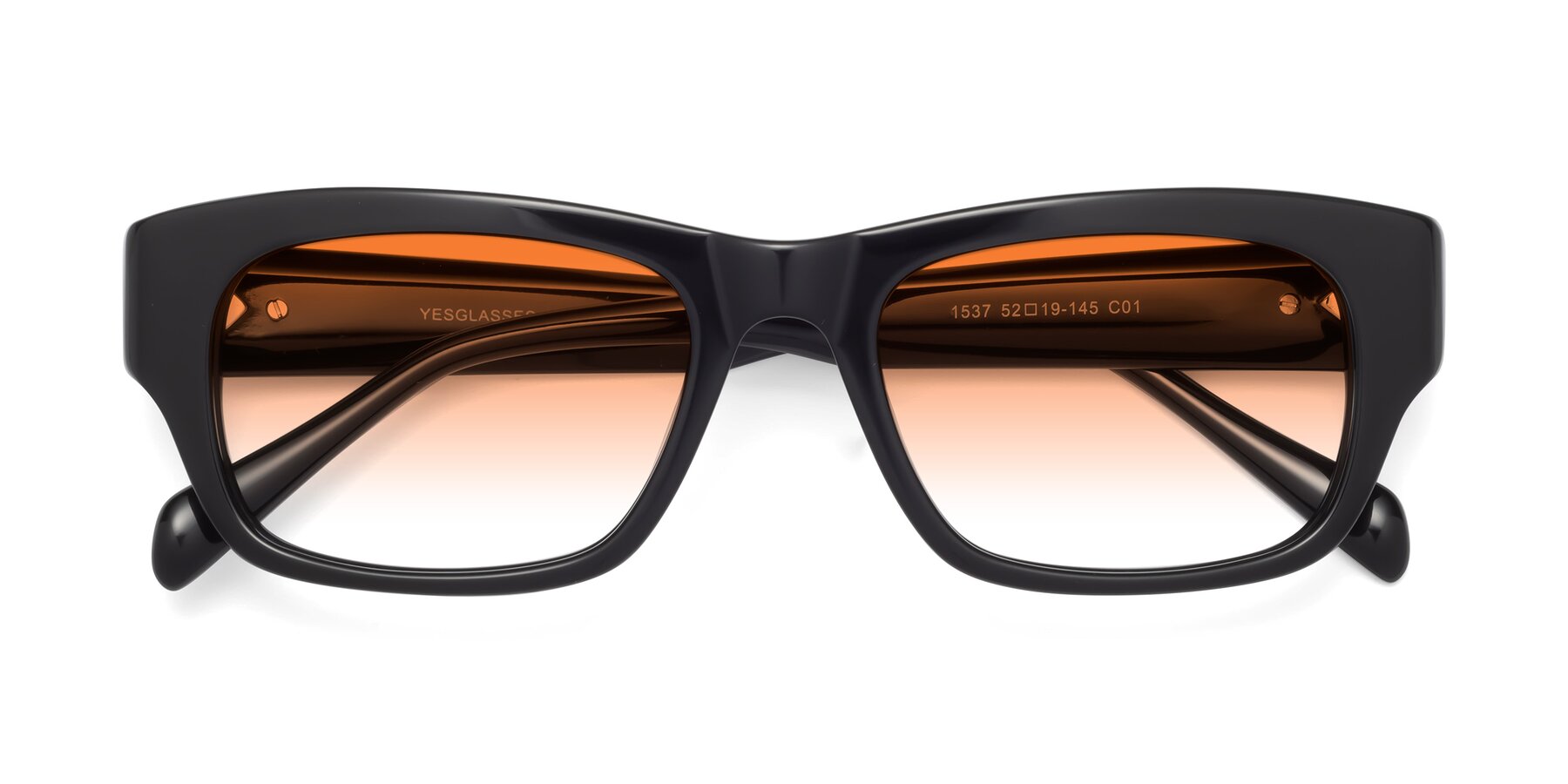 Folded Front of 1537 in Black with Orange Gradient Lenses