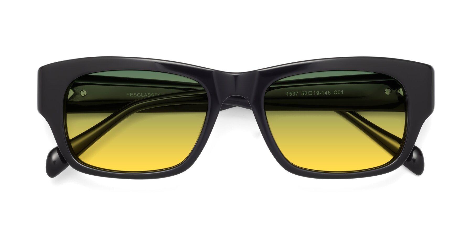 Folded Front of 1537 in Black with Green / Yellow Gradient Lenses