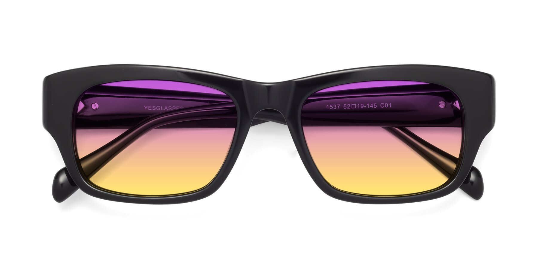 Folded Front of 1537 in Black with Purple / Yellow Gradient Lenses