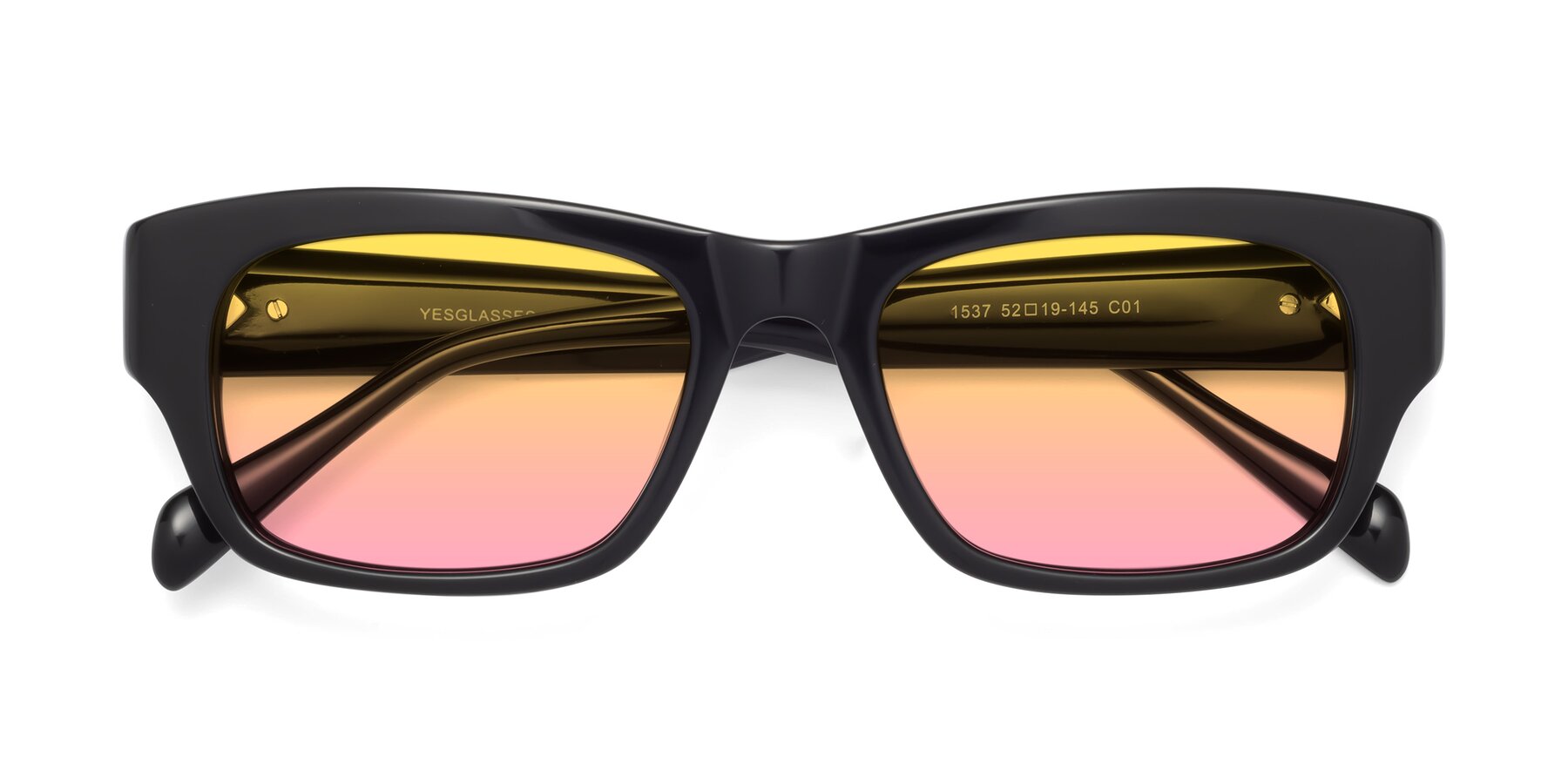 Folded Front of 1537 in Black with Yellow / Pink Gradient Lenses