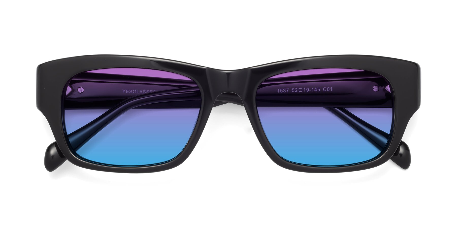 Folded Front of 1537 in Black with Purple / Blue Gradient Lenses