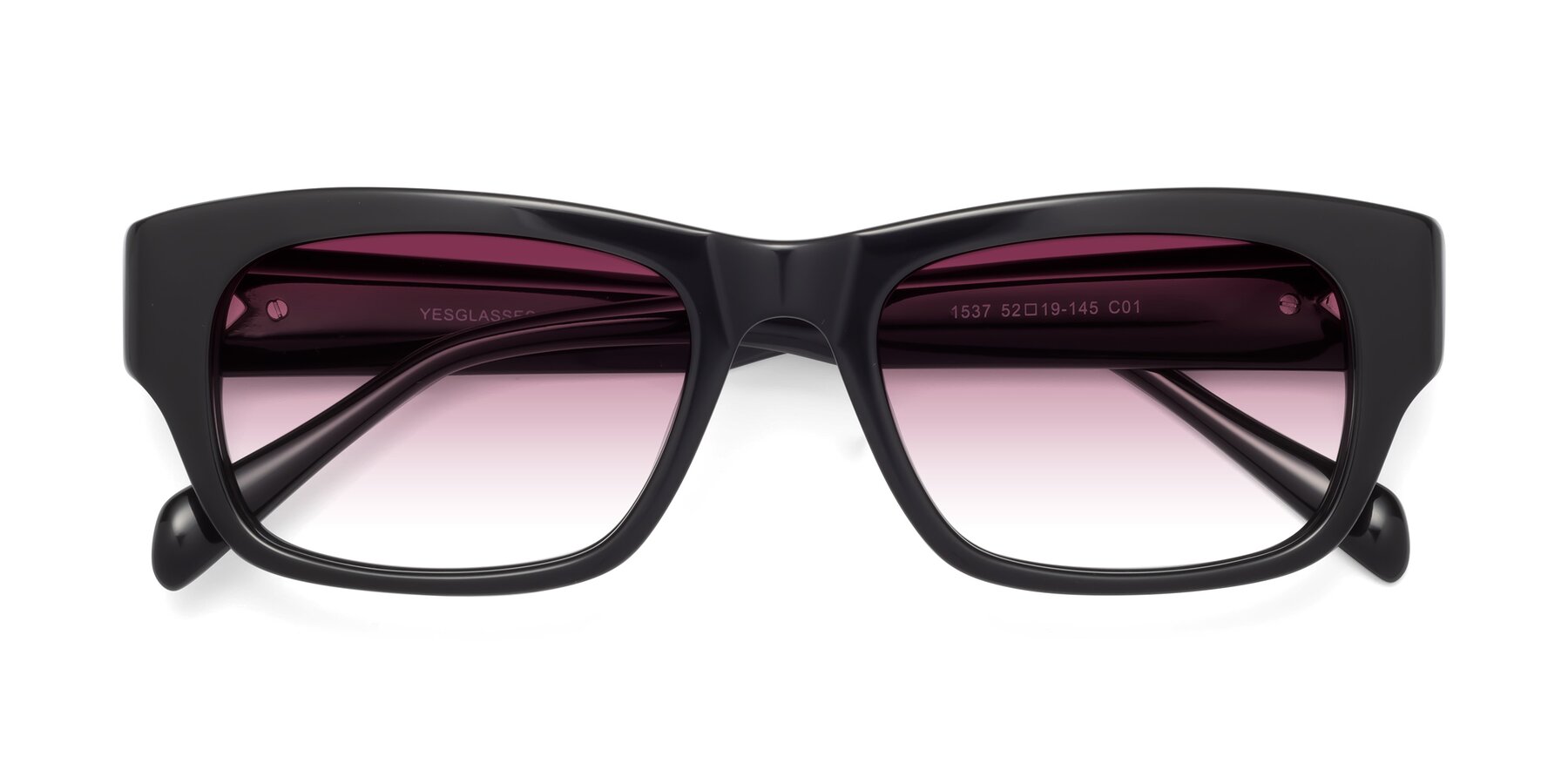 Folded Front of 1537 in Black with Wine Gradient Lenses