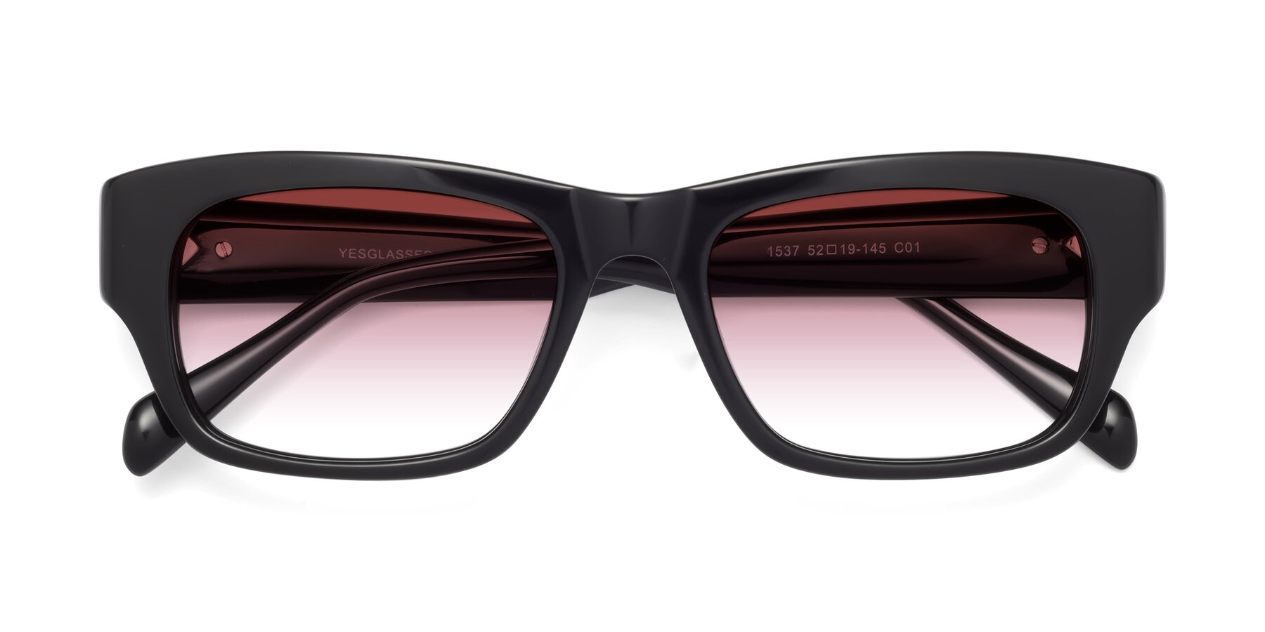 Folded Front of 1537 in Black with Garnet Gradient Lenses