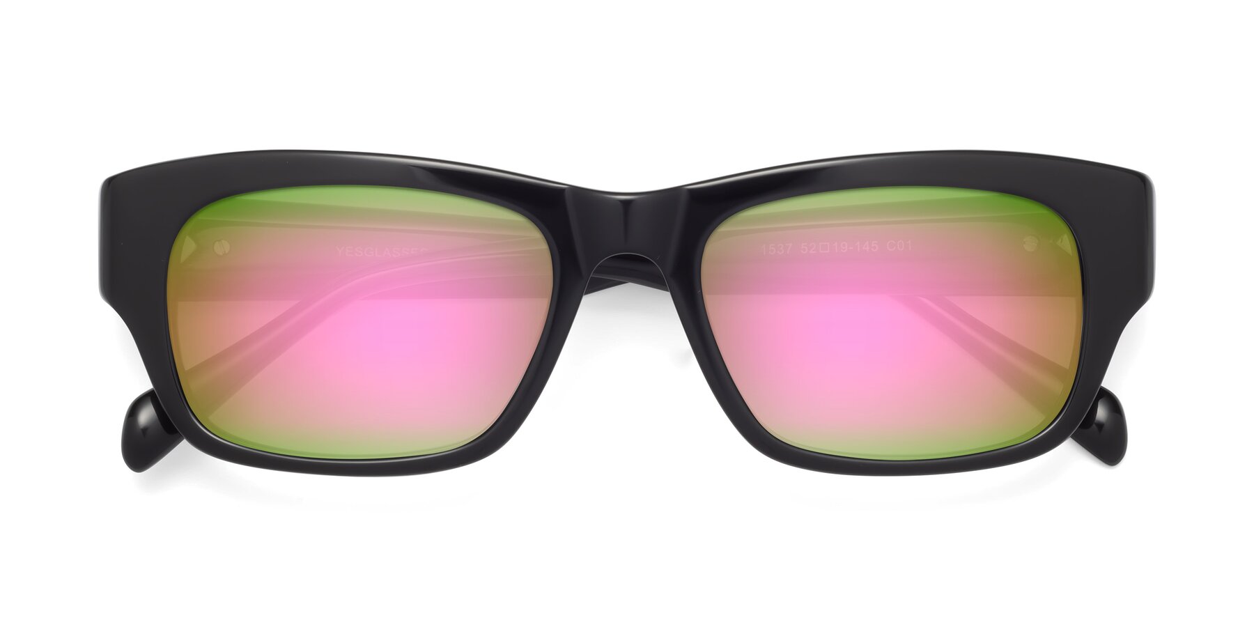 Folded Front of 1537 in Black with Pink Mirrored Lenses