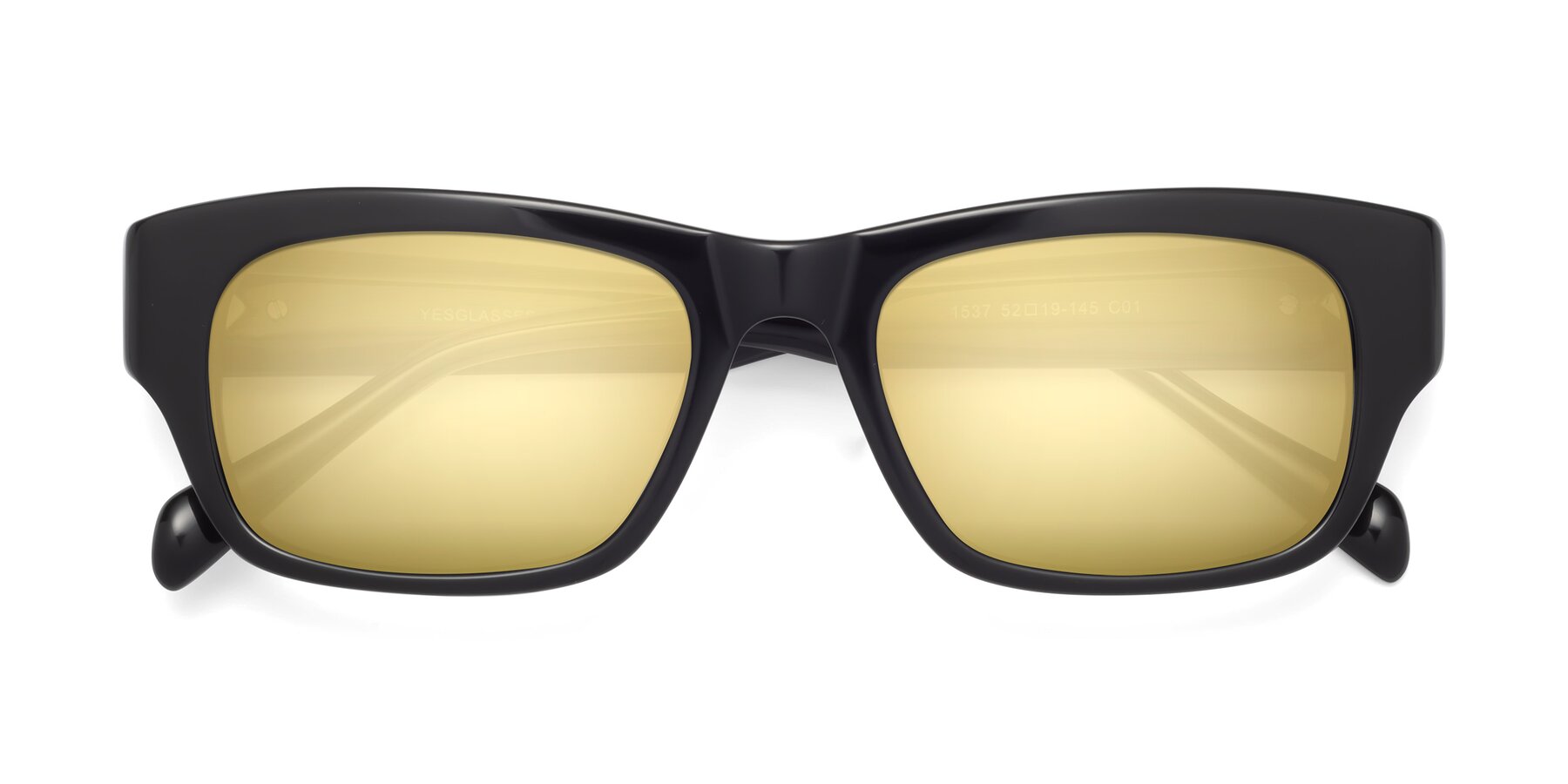 Folded Front of 1537 in Black with Gold Mirrored Lenses
