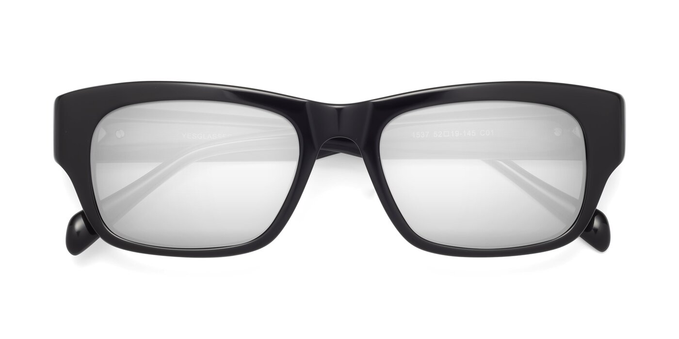 1537 - Black Flash Mirrored Sunglasses