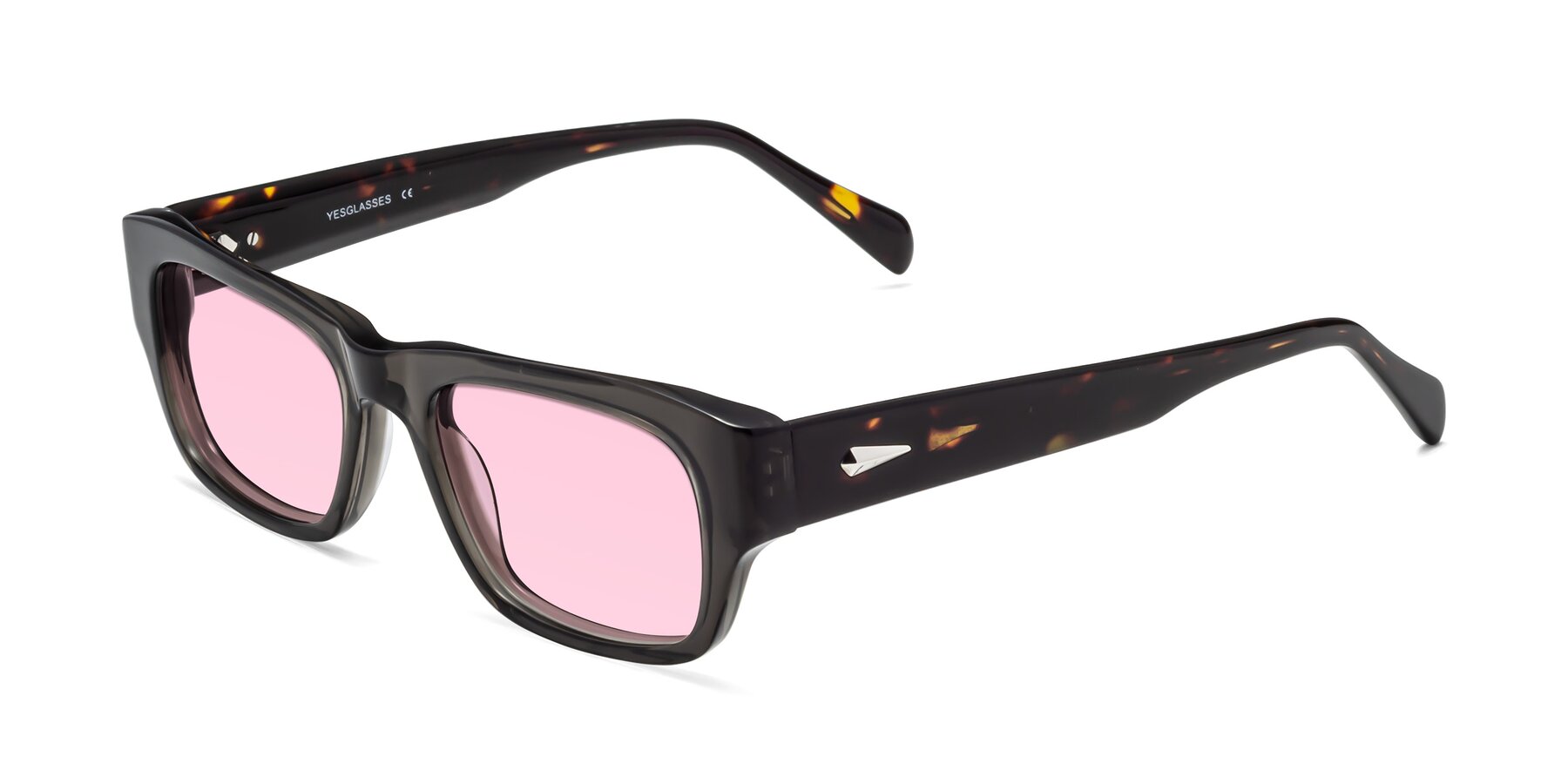 Angle of 1537 in Gray-Tortoise with Light Pink Tinted Lenses