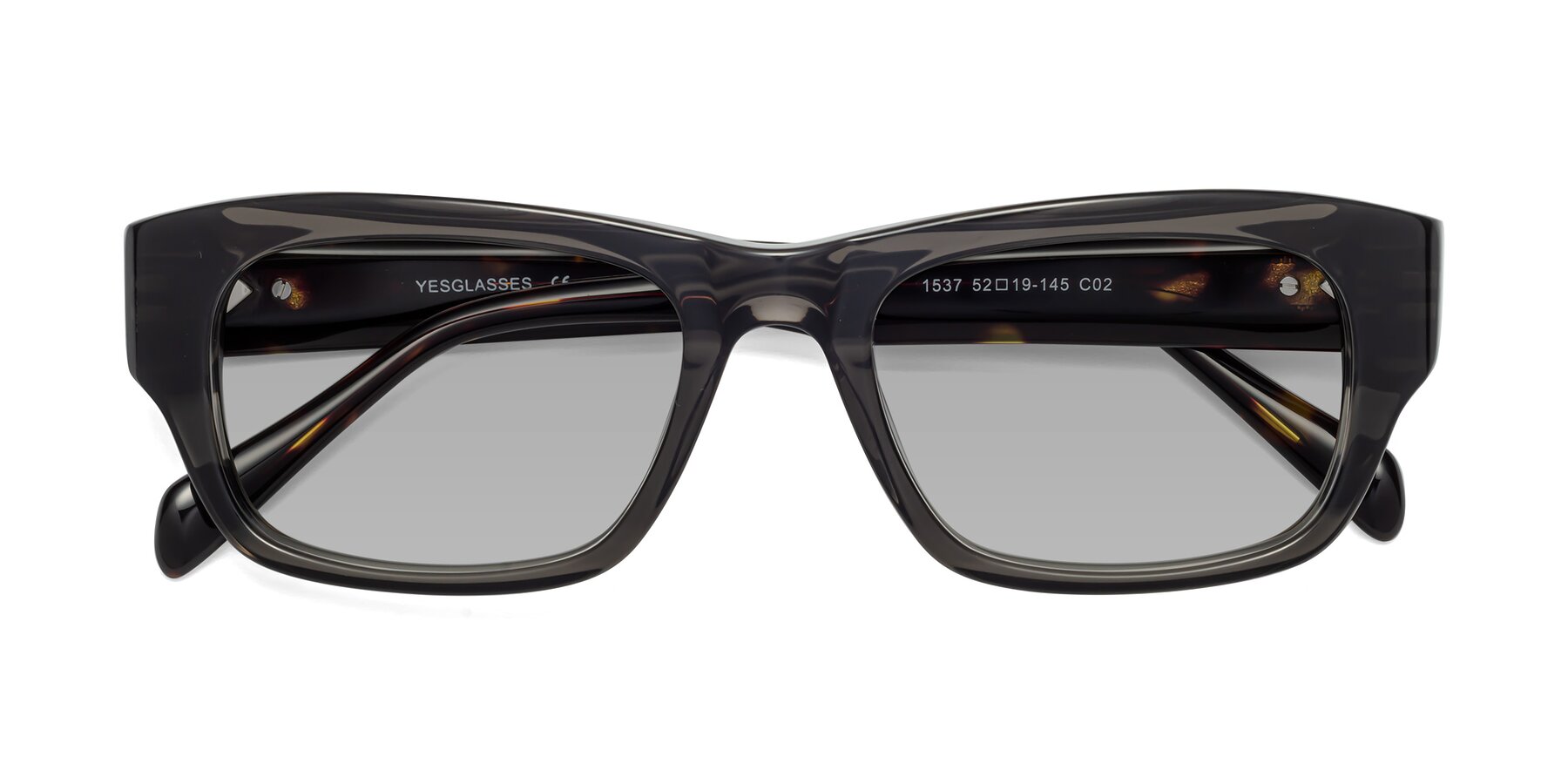 Folded Front of 1537 in Gray-Tortoise with Light Gray Tinted Lenses