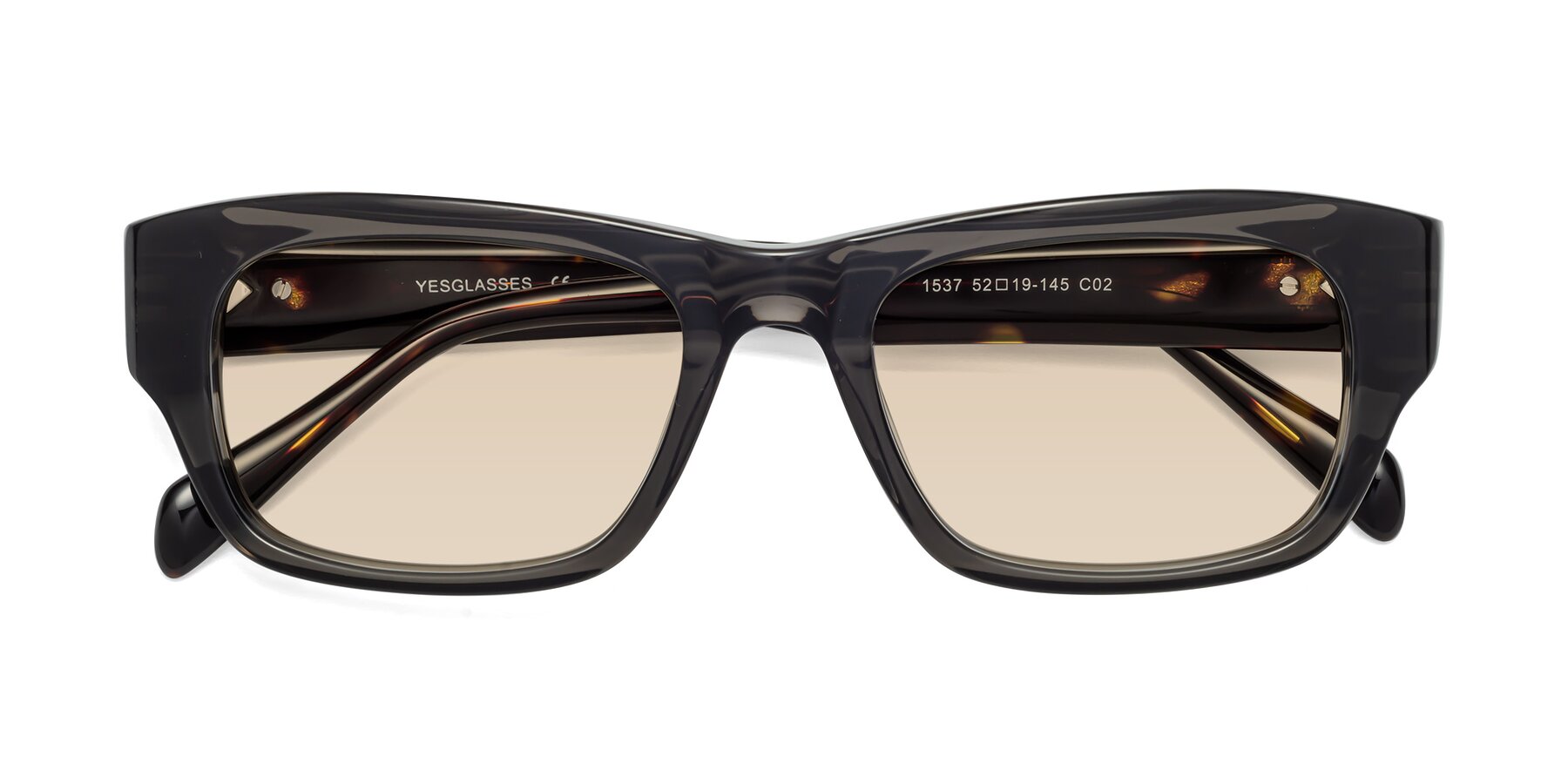 Folded Front of 1537 in Gray-Tortoise with Light Brown Tinted Lenses