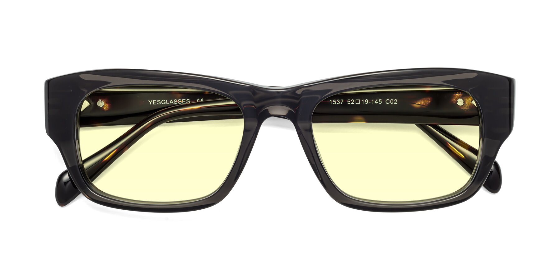 Folded Front of 1537 in Gray-Tortoise with Light Yellow Tinted Lenses