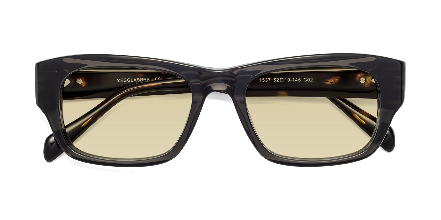Folded Front of 1537 in Gray-Tortoise with Light Champagne Tinted Lenses