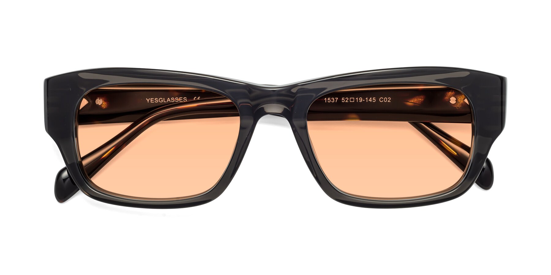 Folded Front of 1537 in Gray-Tortoise with Light Orange Tinted Lenses