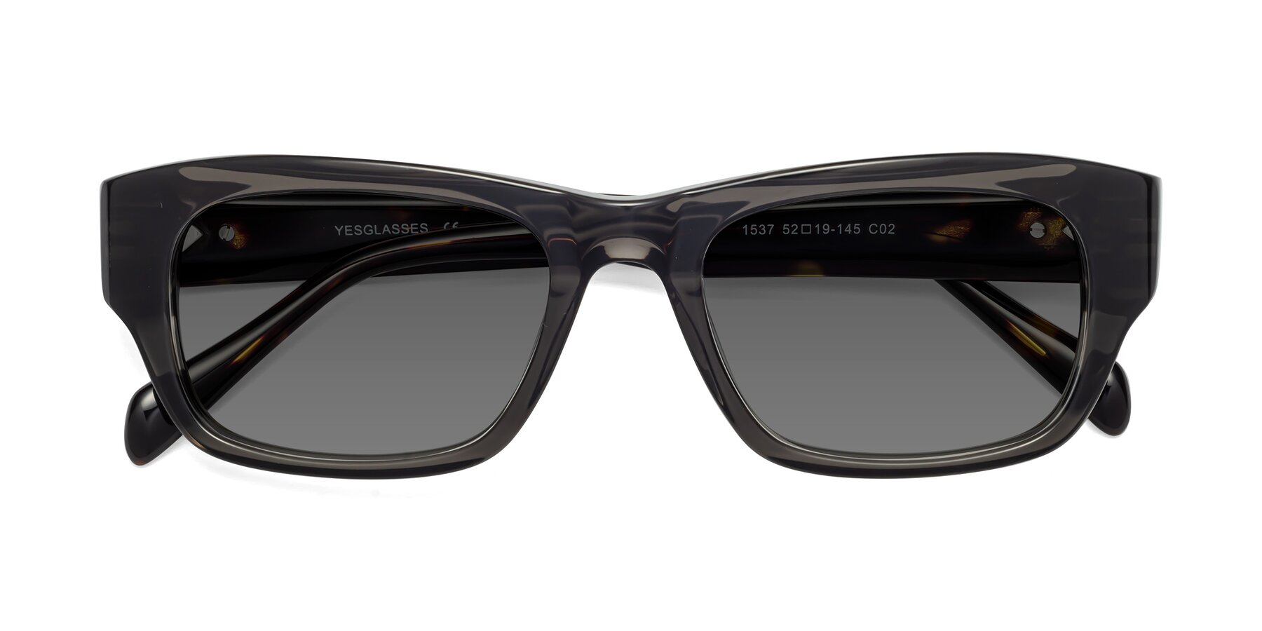 Folded Front of 1537 in Gray-Tortoise with Medium Gray Tinted Lenses