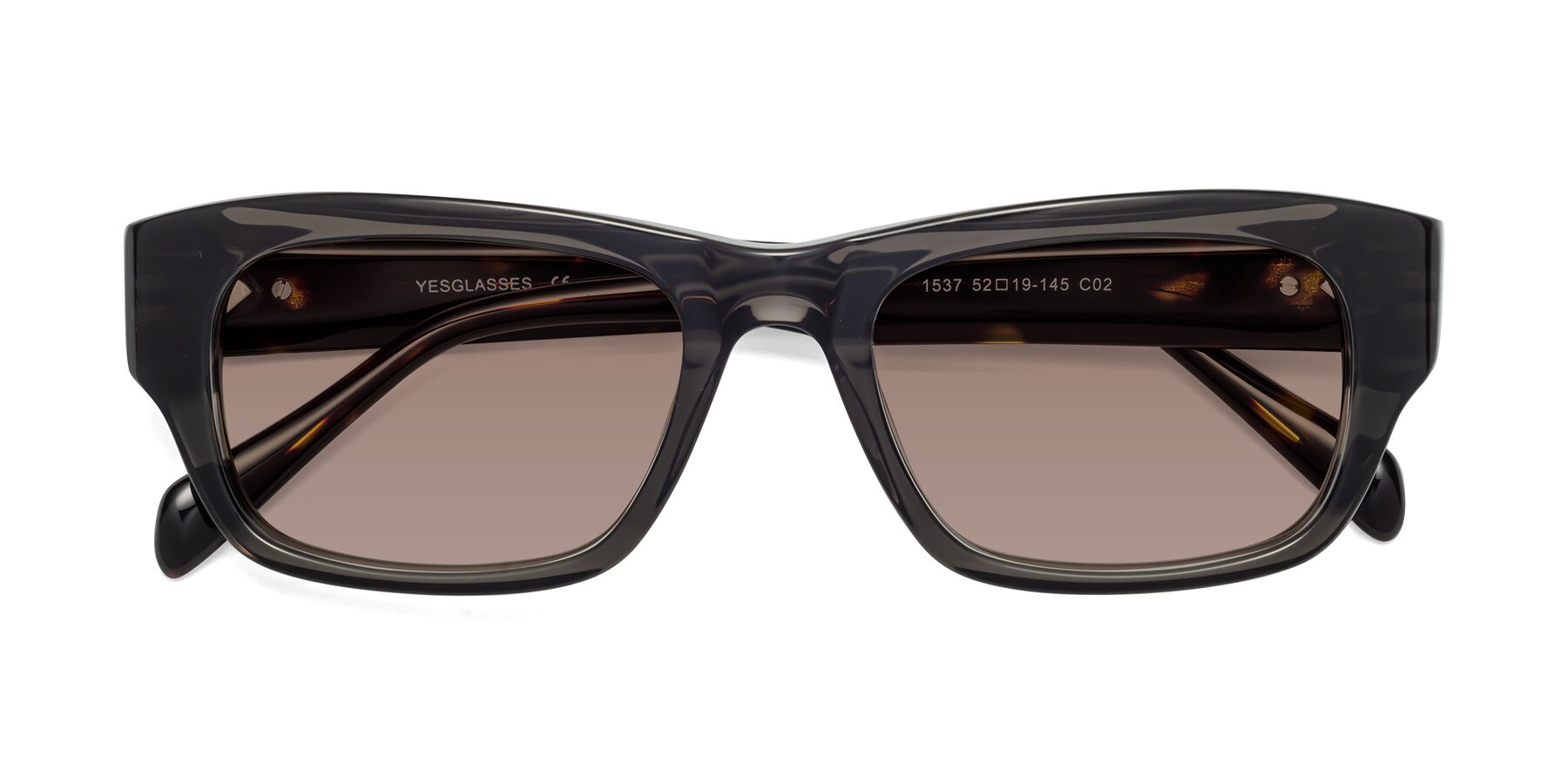 Folded Front of 1537 in Gray-Tortoise with Medium Brown Tinted Lenses