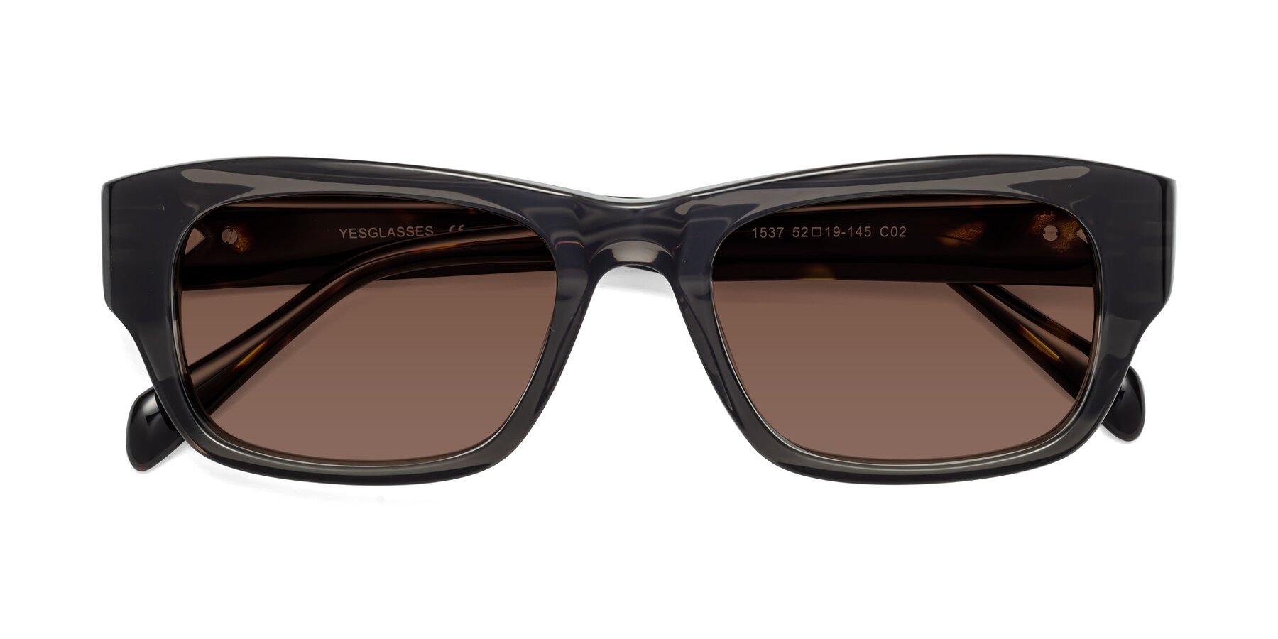 Folded Front of 1537 in Gray-Tortoise with Brown Tinted Lenses