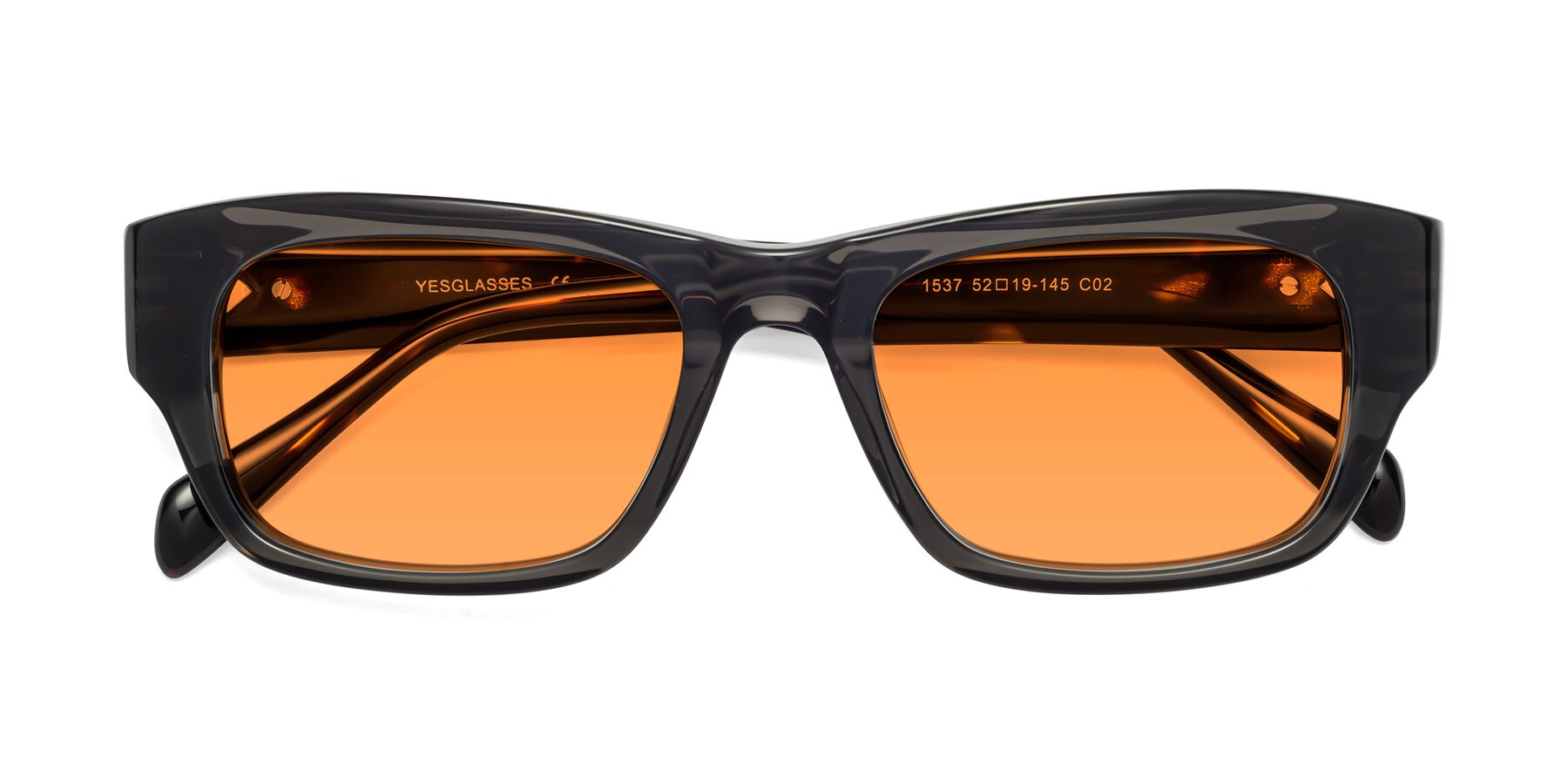 Folded Front of 1537 in Gray-Tortoise with Orange Tinted Lenses