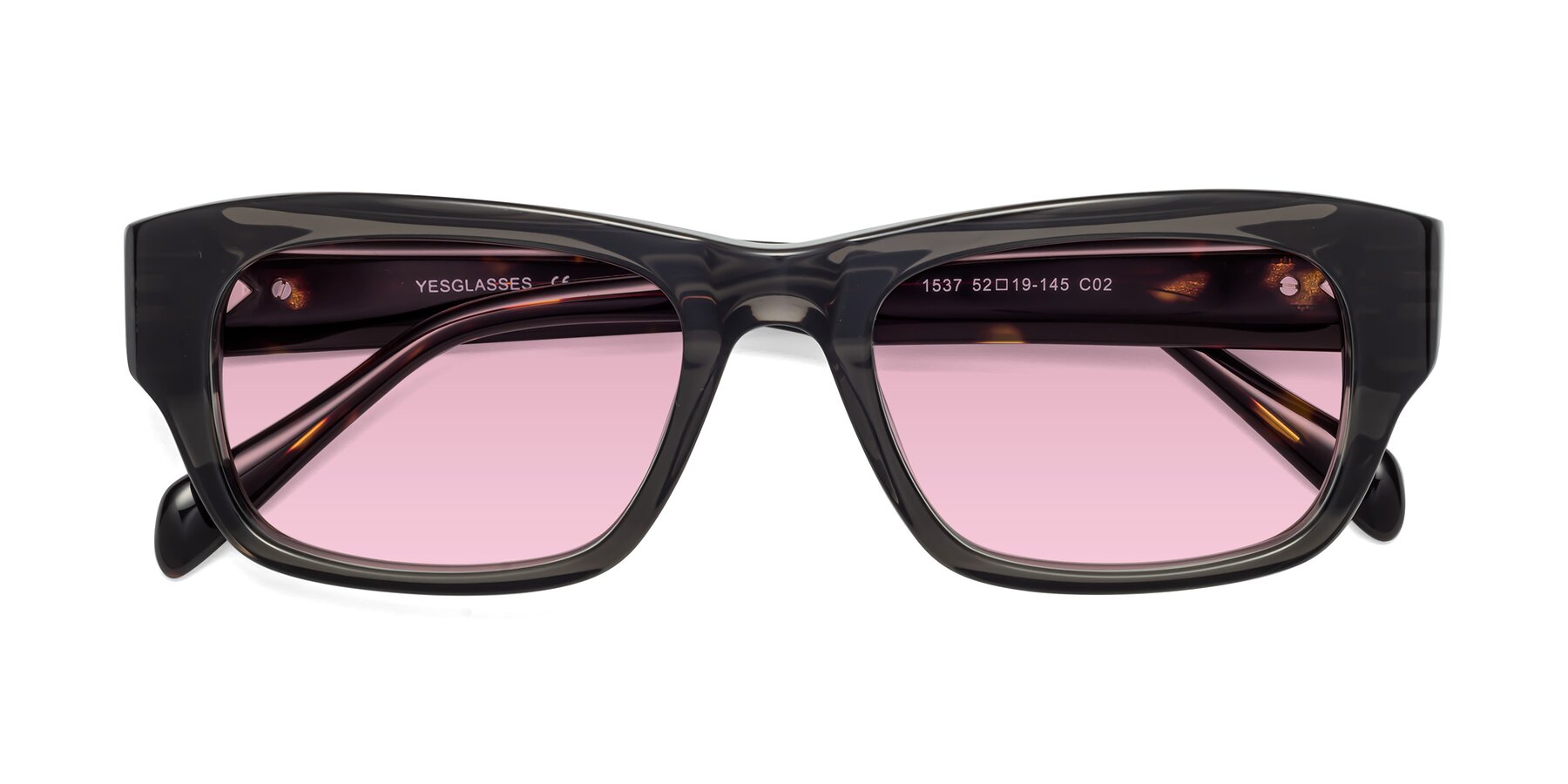 Folded Front of 1537 in Gray-Tortoise with Light Wine Tinted Lenses