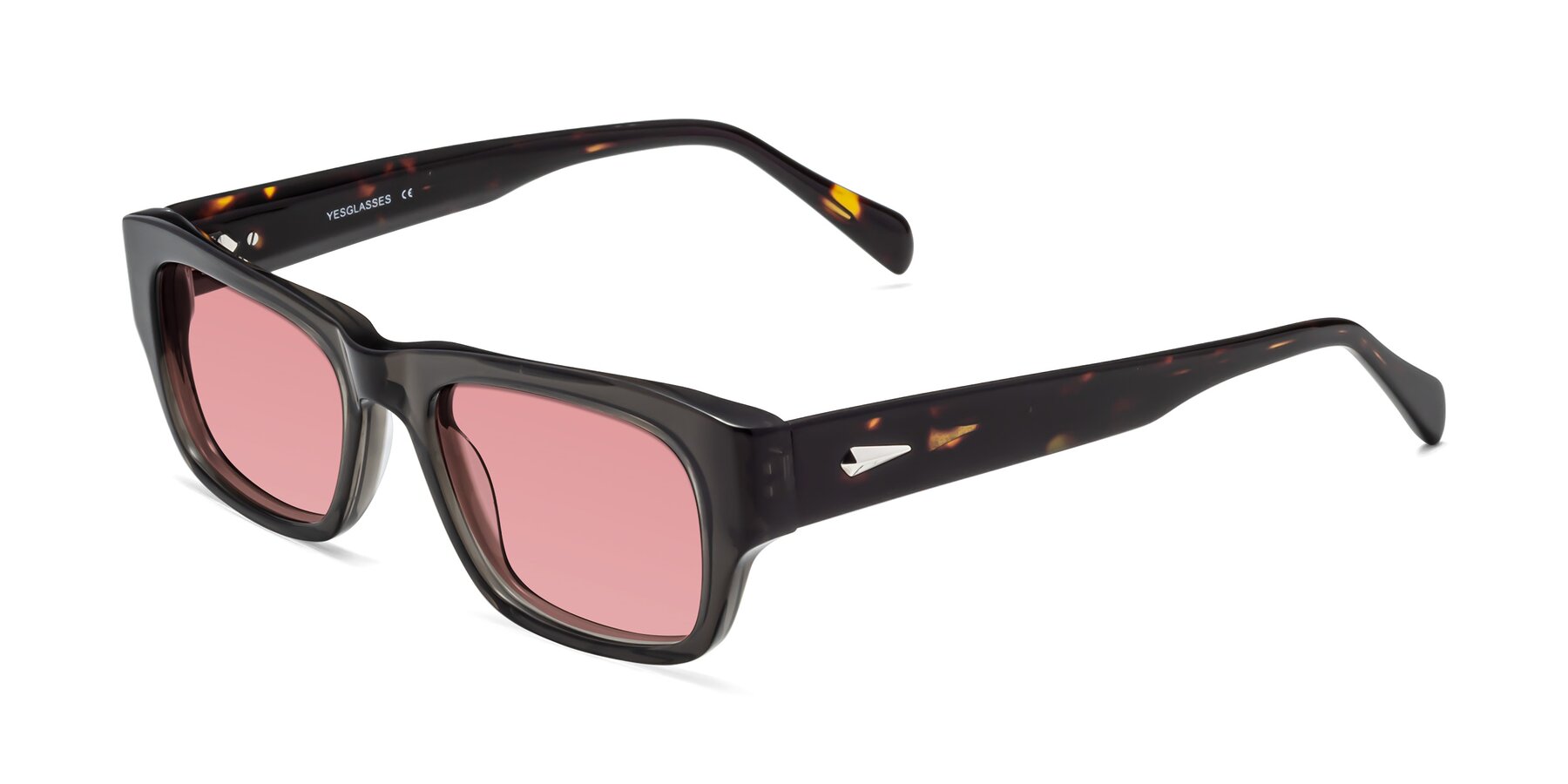 Angle of 1537 in Gray-Tortoise with Medium Garnet Tinted Lenses