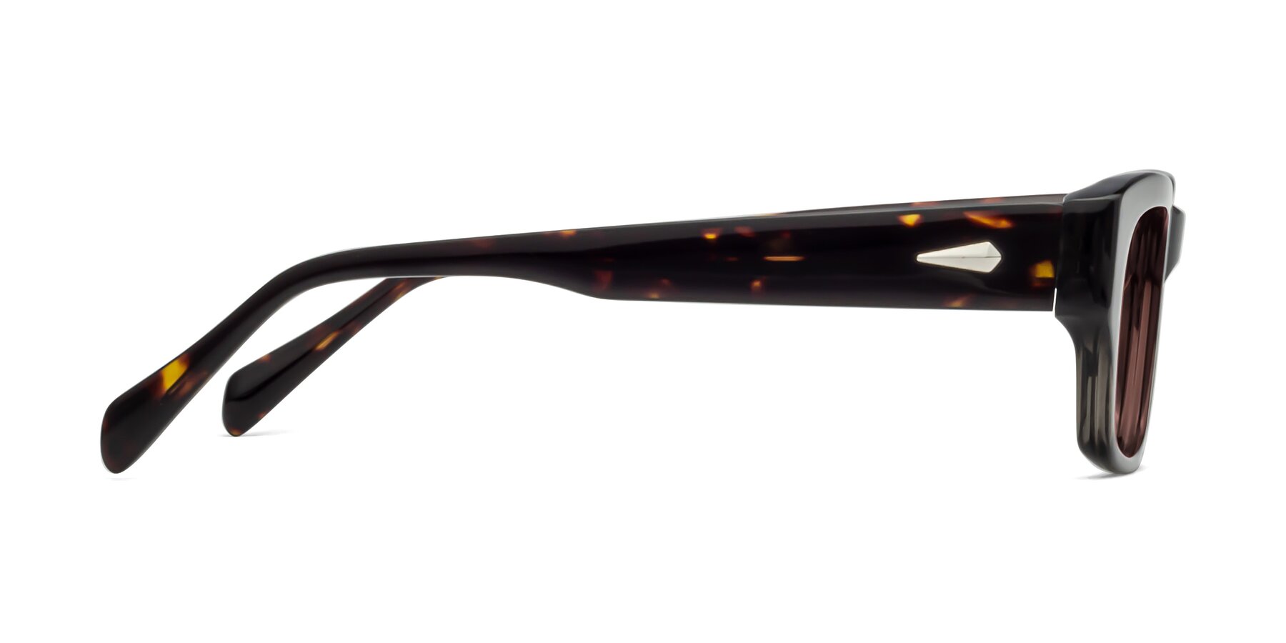 Side of 1537 in Gray-Tortoise with Medium Garnet Tinted Lenses