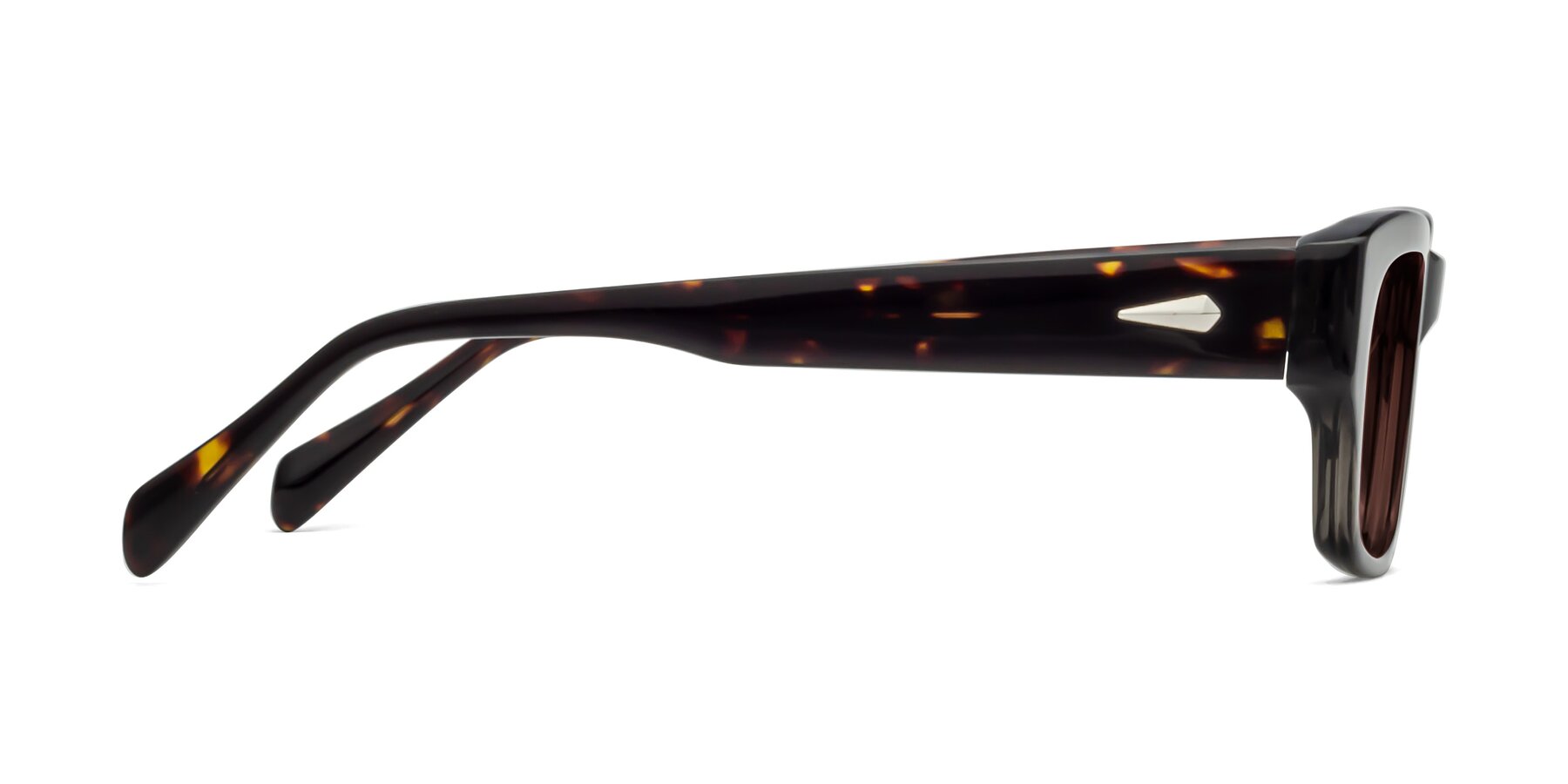 Side of 1537 in Gray-Tortoise with Garnet Tinted Lenses