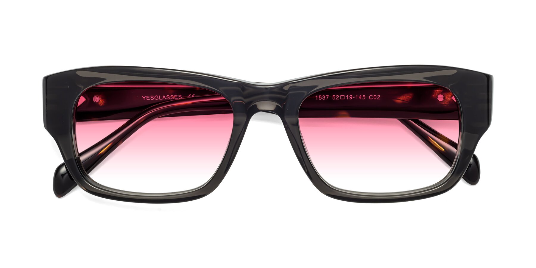 Folded Front of 1537 in Gray-Tortoise with Pink Gradient Lenses