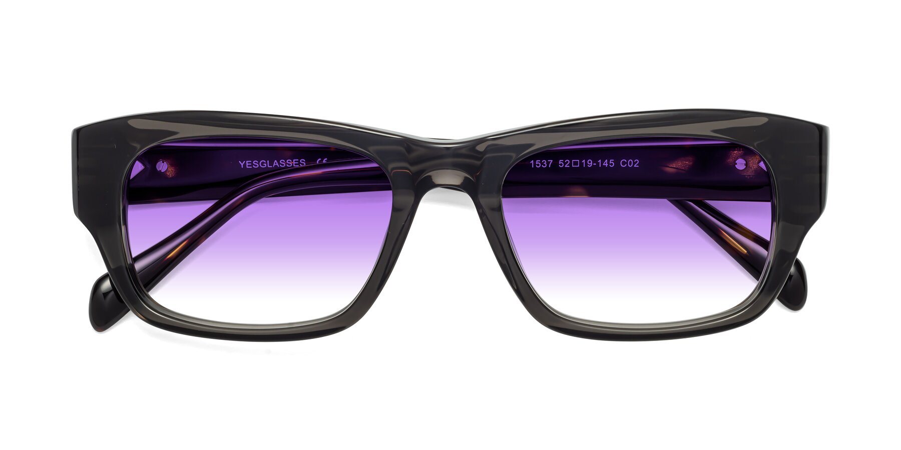 Folded Front of 1537 in Gray-Tortoise with Purple Gradient Lenses