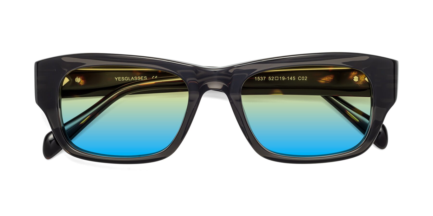 Folded Front of 1537 in Gray-Tortoise with Yellow / Blue Gradient Lenses
