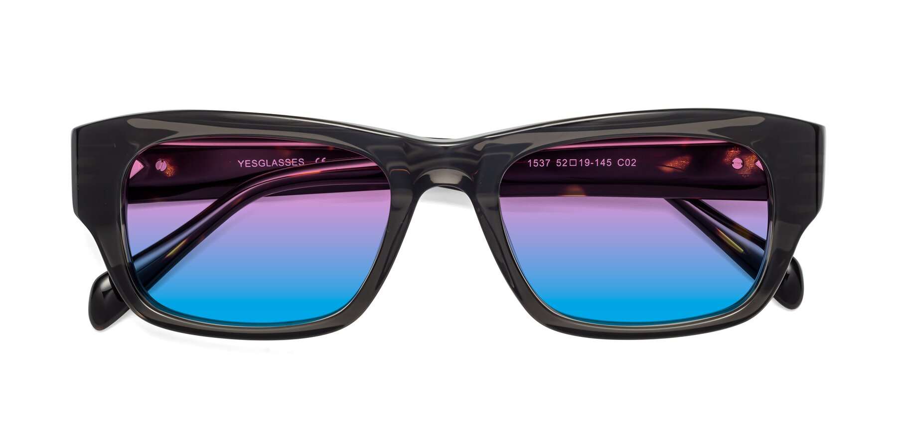 Folded Front of 1537 in Gray-Tortoise with Pink / Blue Gradient Lenses