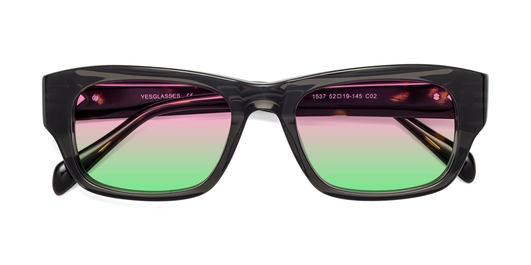 Folded Front of 1537 in Gray-Tortoise with Pink / Green Gradient Lenses