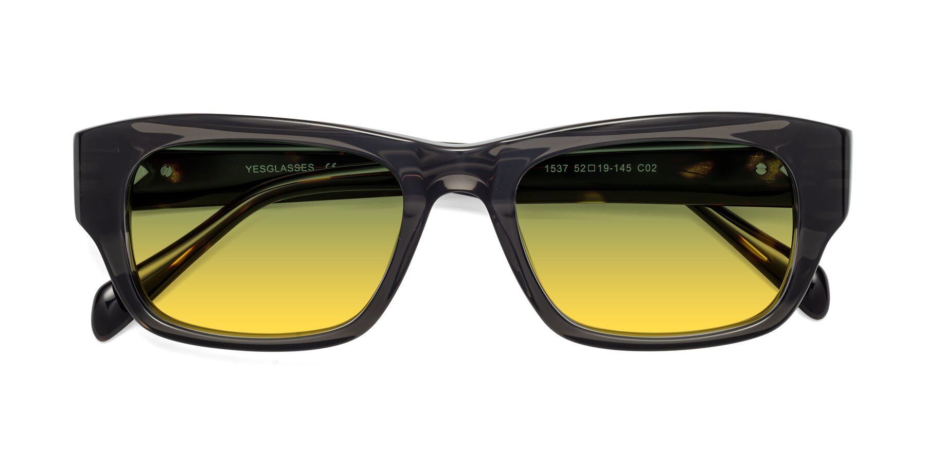 Folded Front of 1537 in Gray-Tortoise with Green / Yellow Gradient Lenses