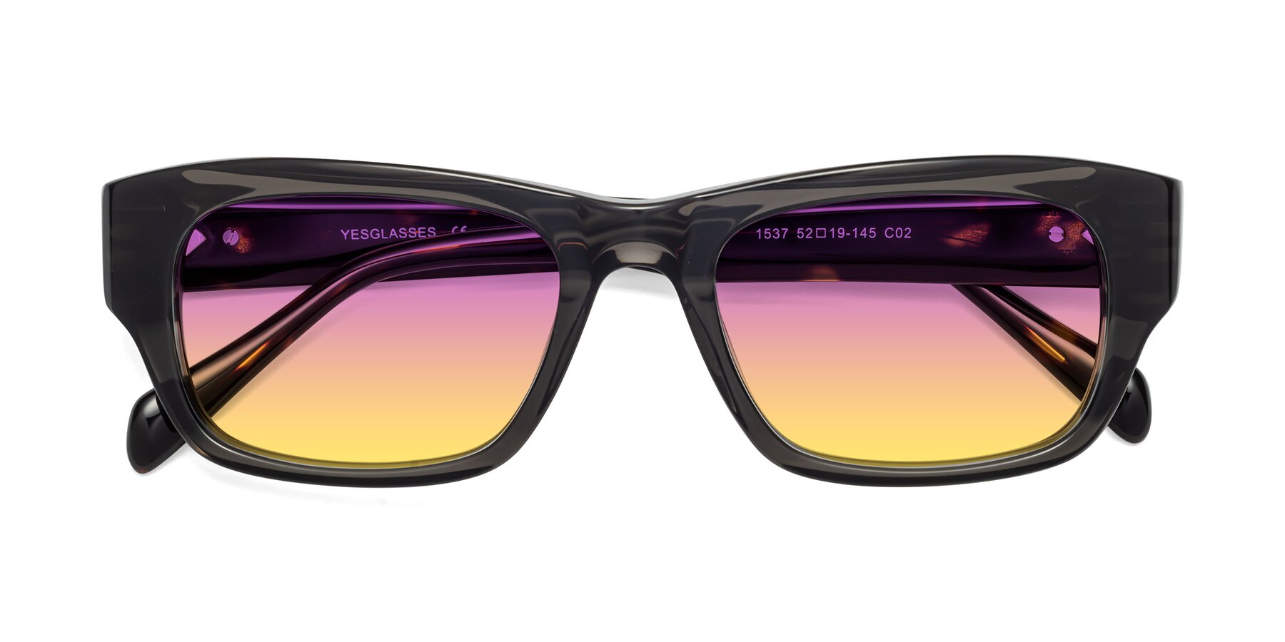 Folded Front of 1537 in Gray-Tortoise with Purple / Yellow Gradient Lenses
