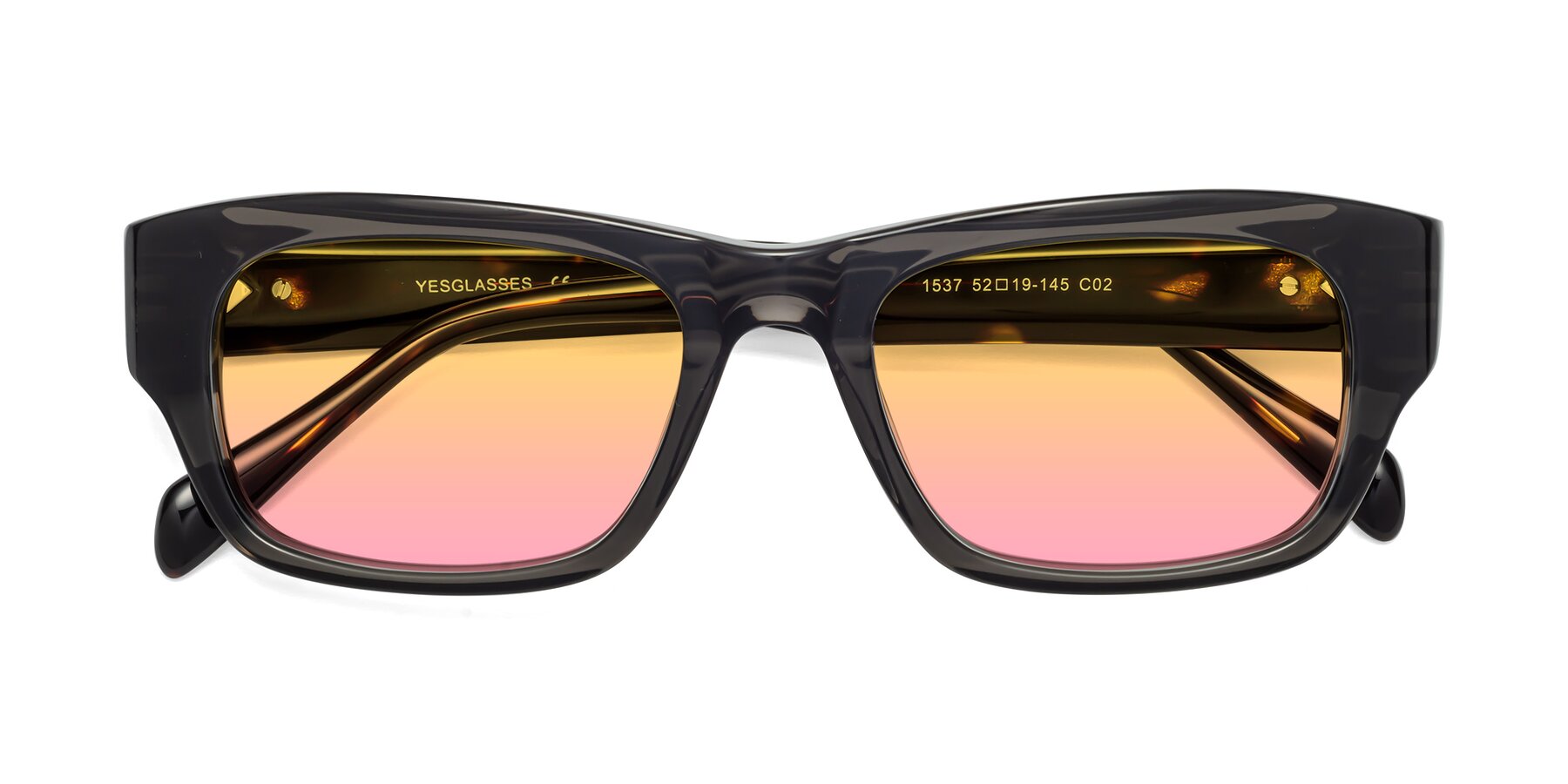 Folded Front of 1537 in Gray-Tortoise with Yellow / Pink Gradient Lenses