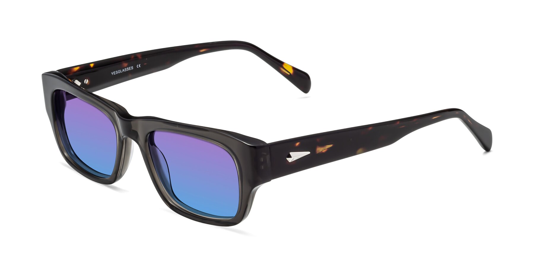 Angle of 1537 in Gray-Tortoise with Purple / Blue Gradient Lenses