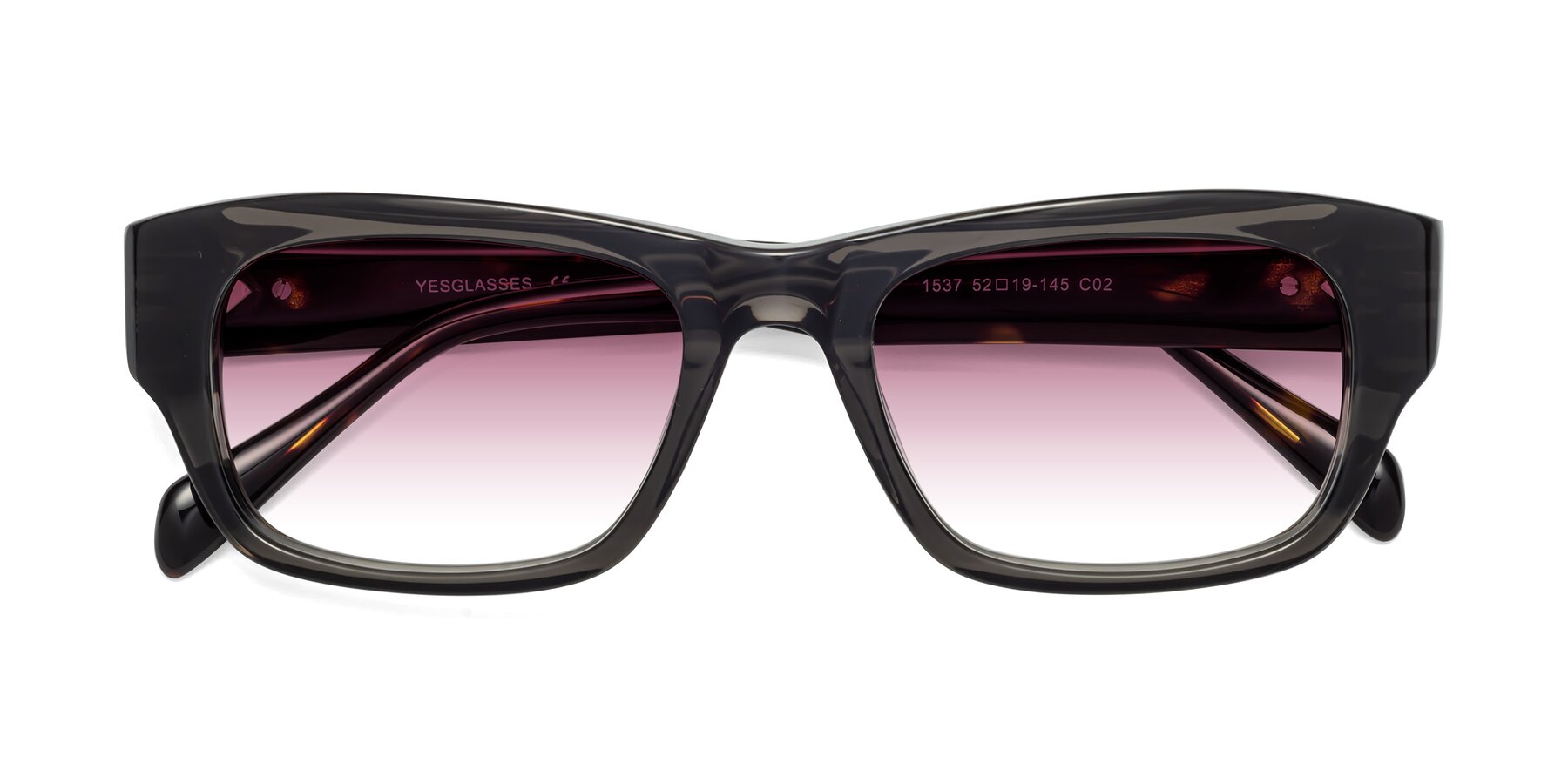 Folded Front of 1537 in Gray-Tortoise with Wine Gradient Lenses