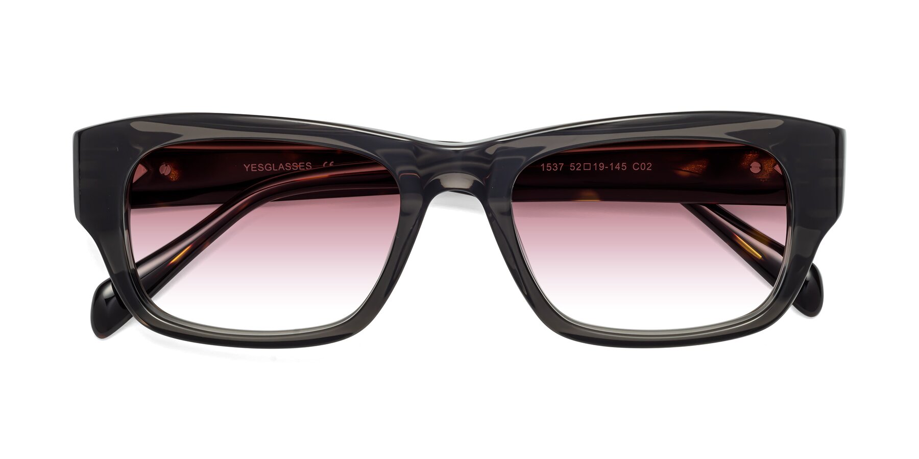 Folded Front of 1537 in Gray-Tortoise with Garnet Gradient Lenses