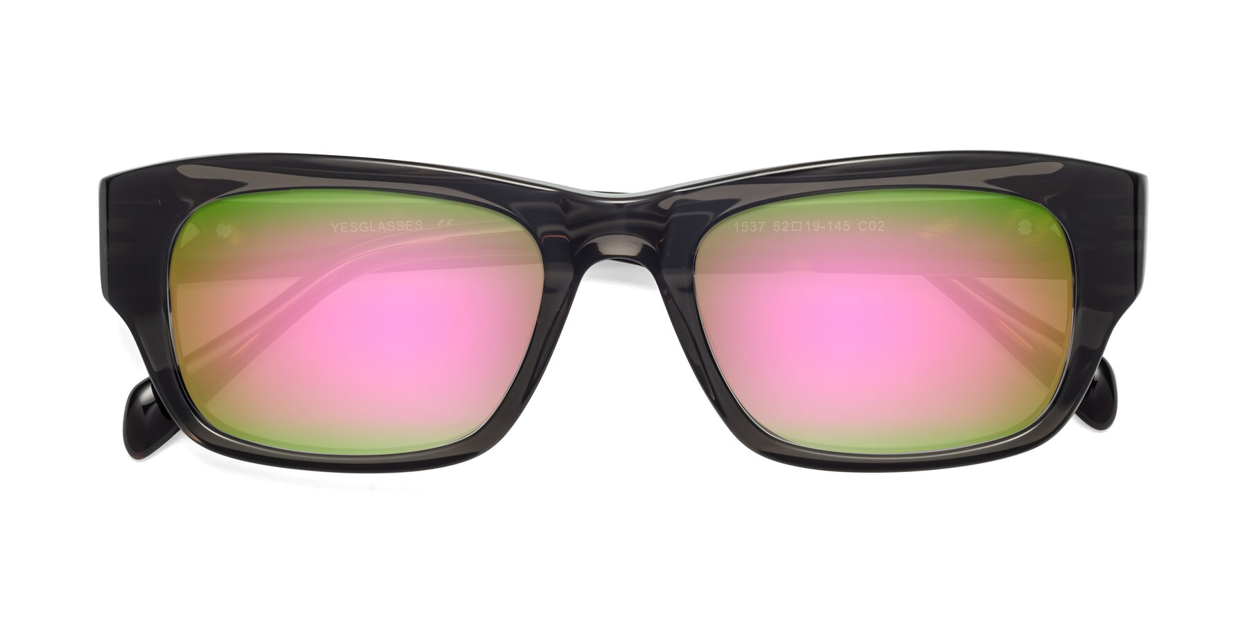 Folded Front of 1537 in Gray-Tortoise with Pink Mirrored Lenses
