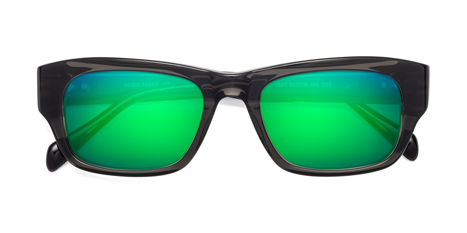 Folded Front of 1537 in Gray-Tortoise with Green Mirrored Lenses