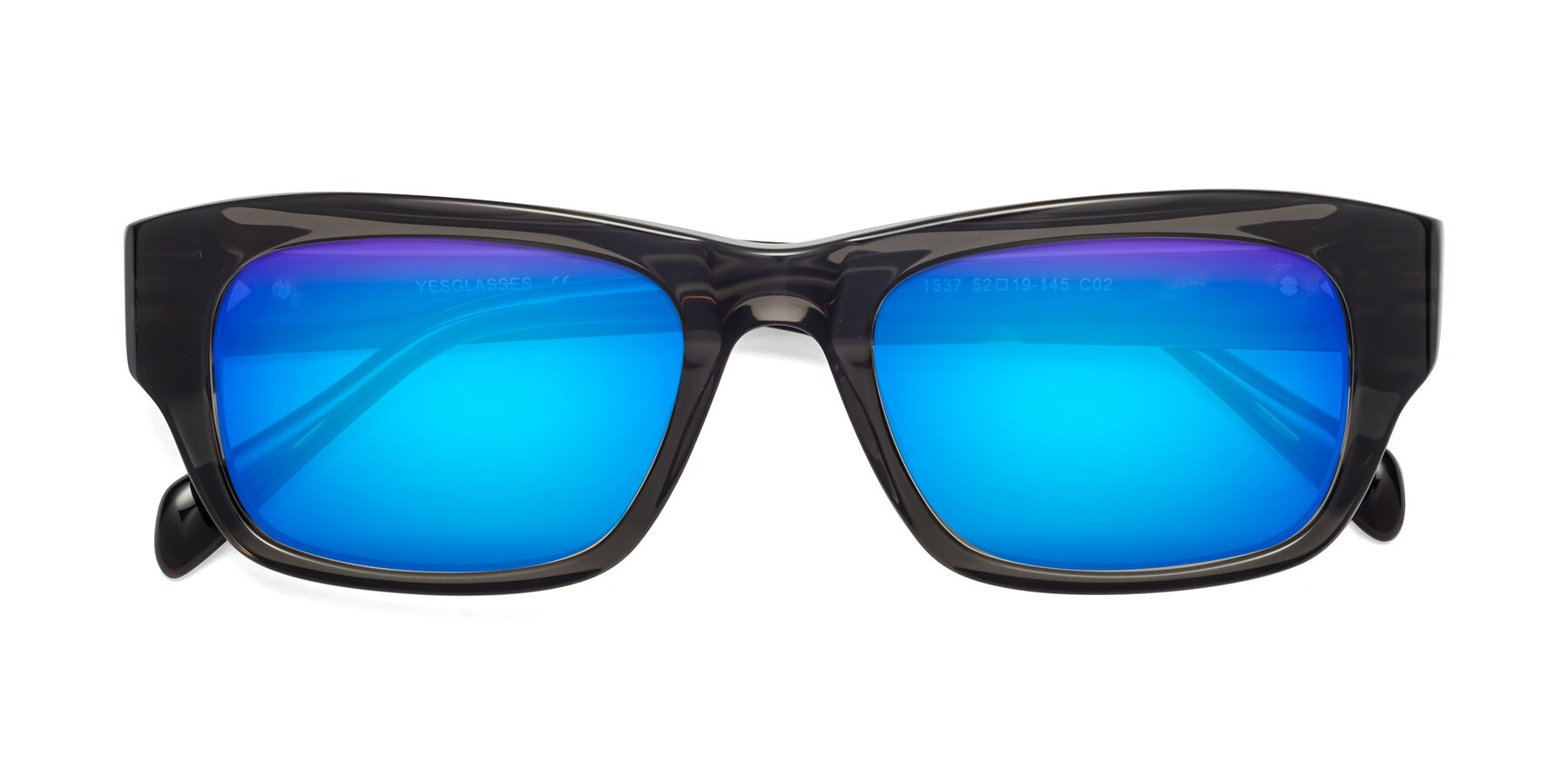 Folded Front of 1537 in Gray-Tortoise with Blue Mirrored Lenses