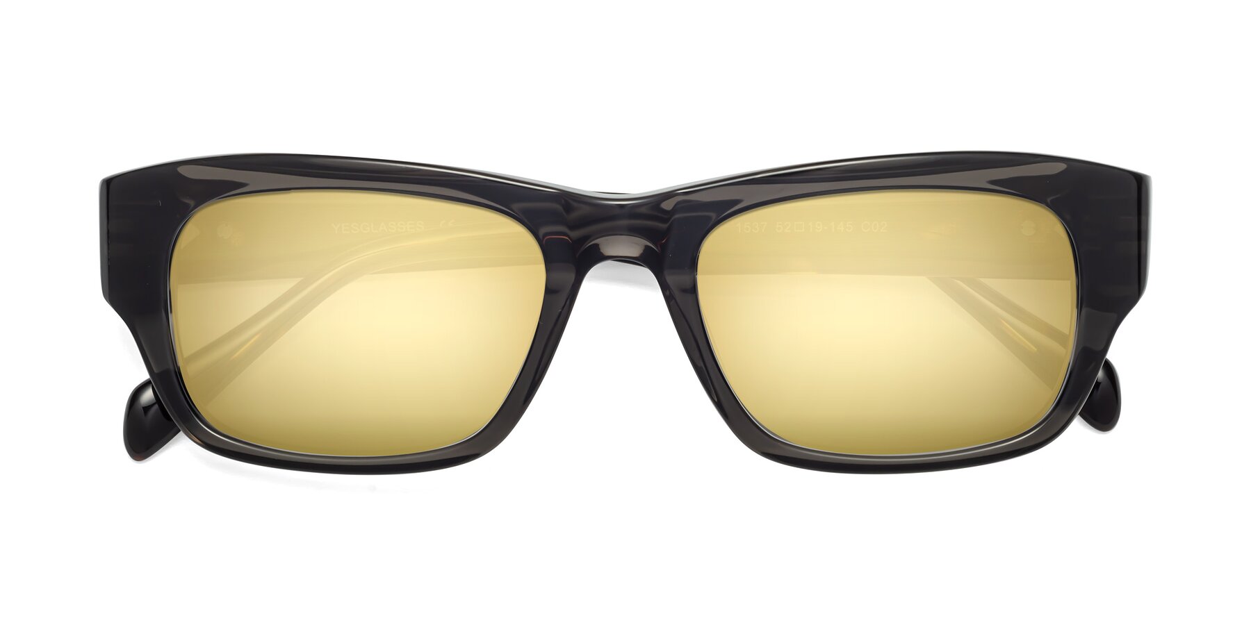 Folded Front of 1537 in Gray-Tortoise with Gold Mirrored Lenses