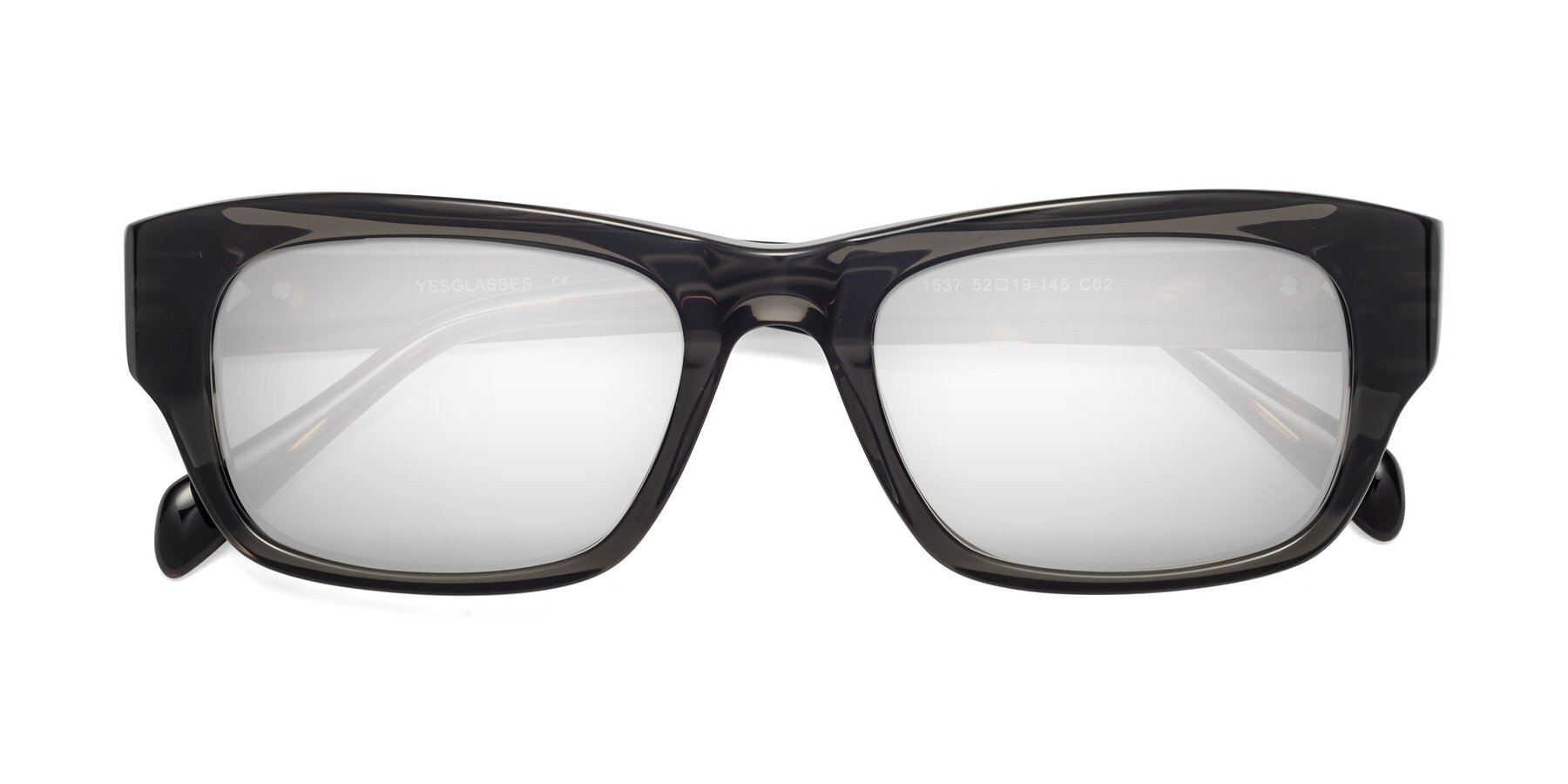 Folded Front of 1537 in Gray-Tortoise with Silver Mirrored Lenses