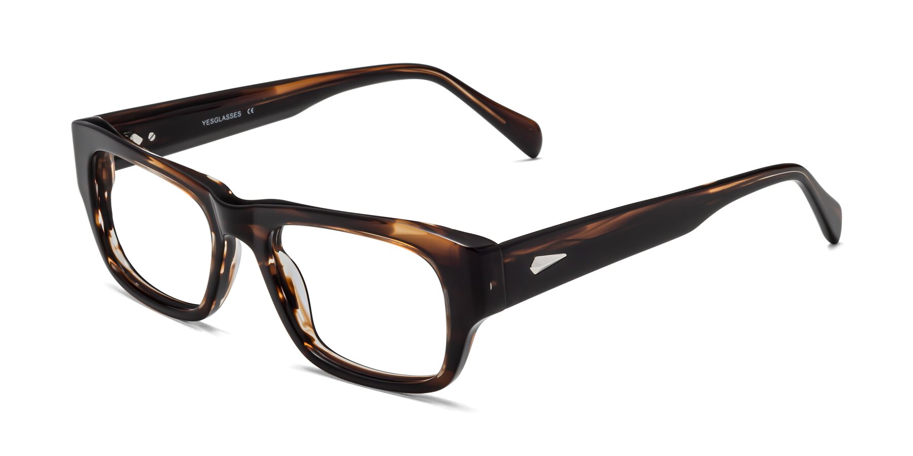 Angle of 1537 in Stripe Brown with Clear Eyeglass Lenses