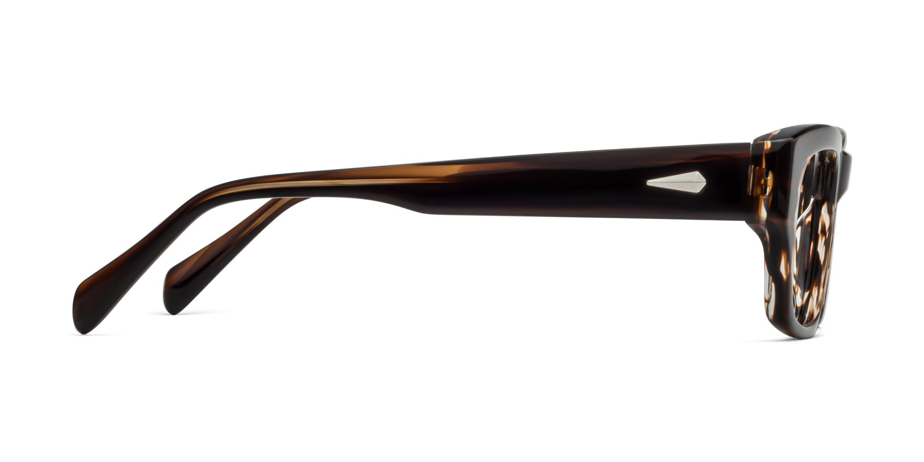 Side of 1537 in Stripe Brown with Clear Reading Eyeglass Lenses