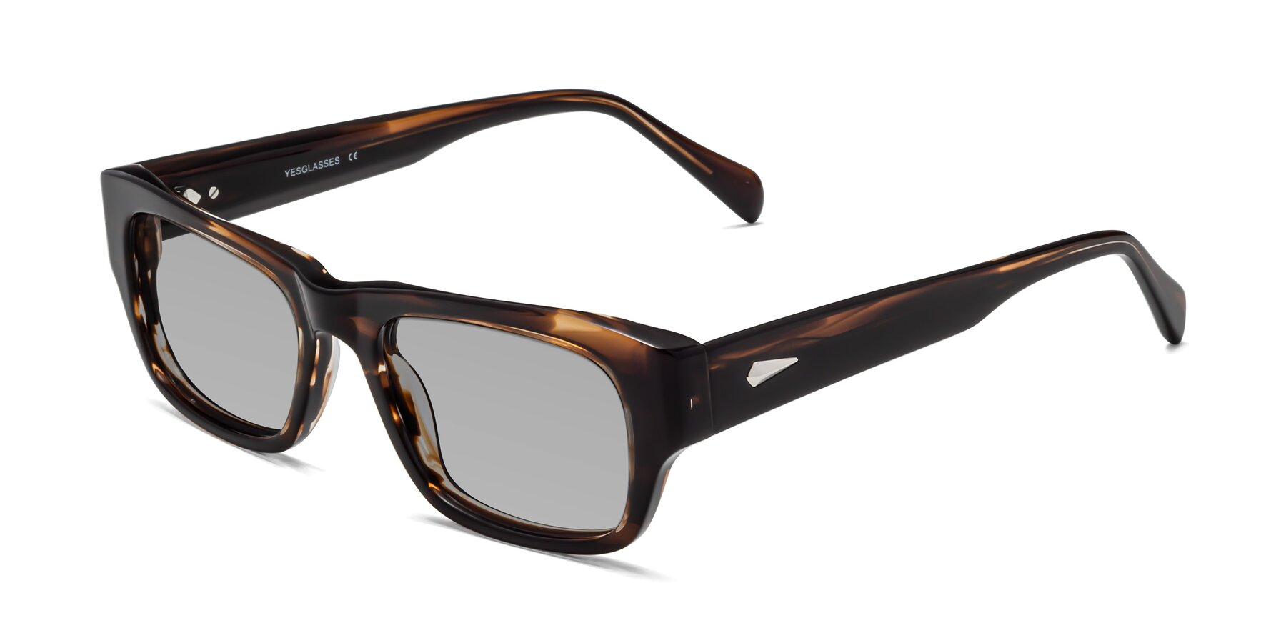 Angle of 1537 in Stripe Brown with Light Gray Tinted Lenses