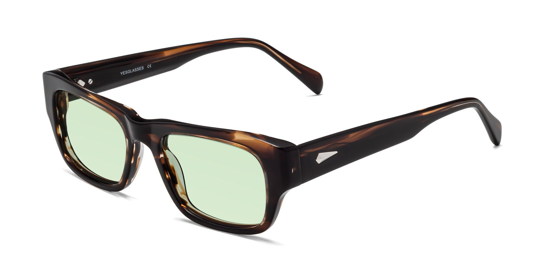 Angle of 1537 in Stripe Brown with Light Green Tinted Lenses