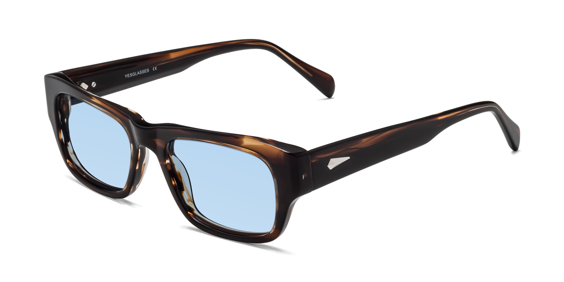Angle of 1537 in Stripe Brown with Light Blue Tinted Lenses