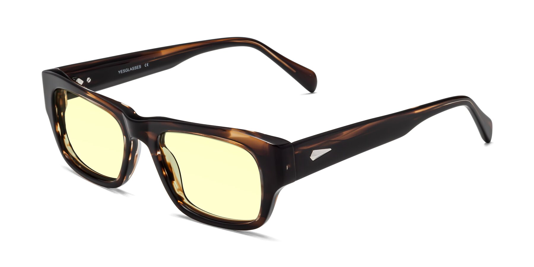 Angle of 1537 in Stripe Brown with Light Yellow Tinted Lenses
