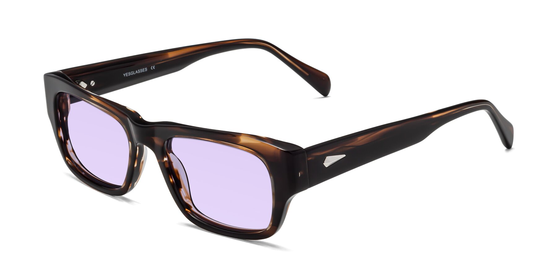Angle of 1537 in Stripe Brown with Light Purple Tinted Lenses