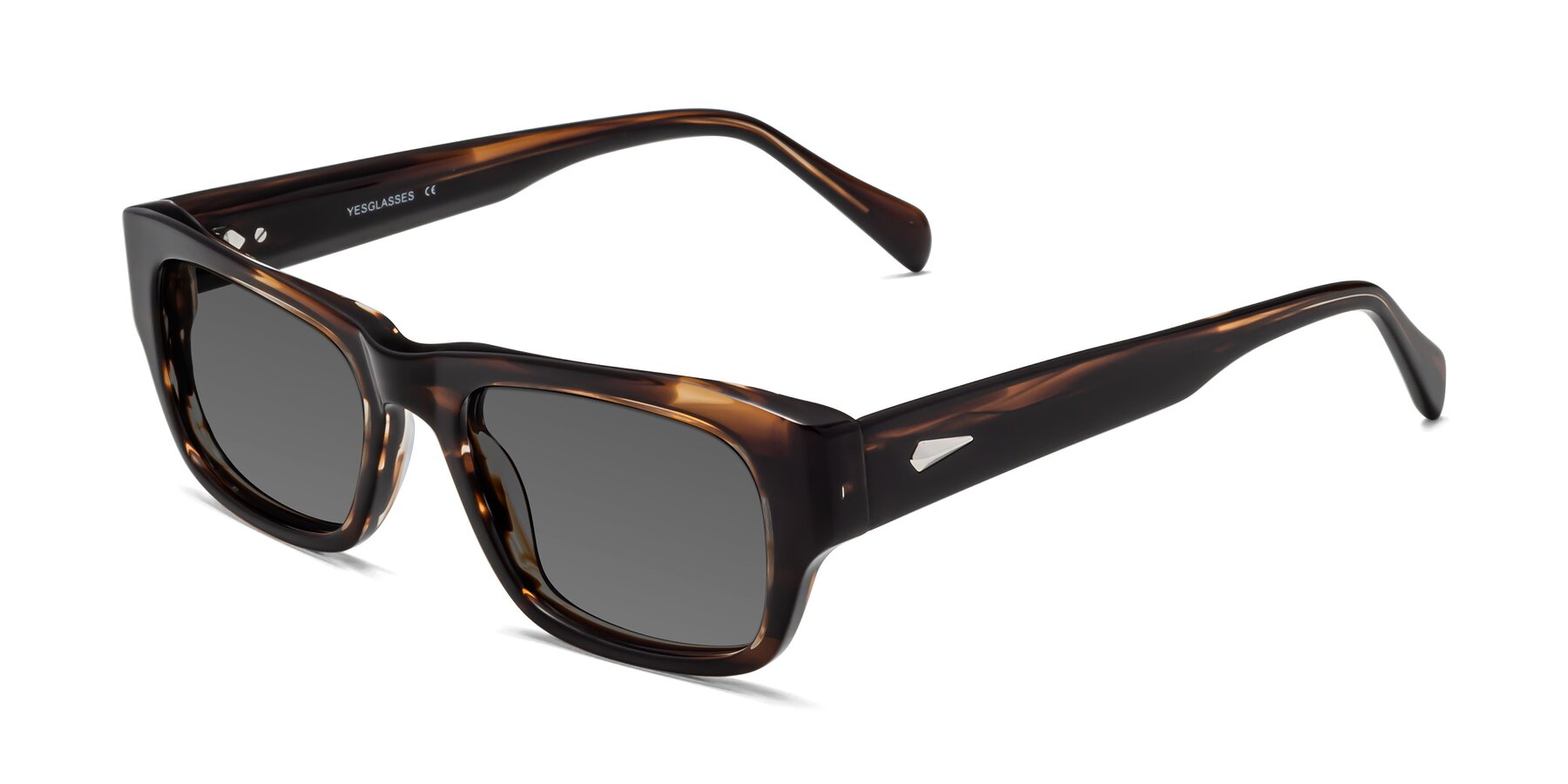 Angle of 1537 in Stripe Brown with Medium Gray Tinted Lenses
