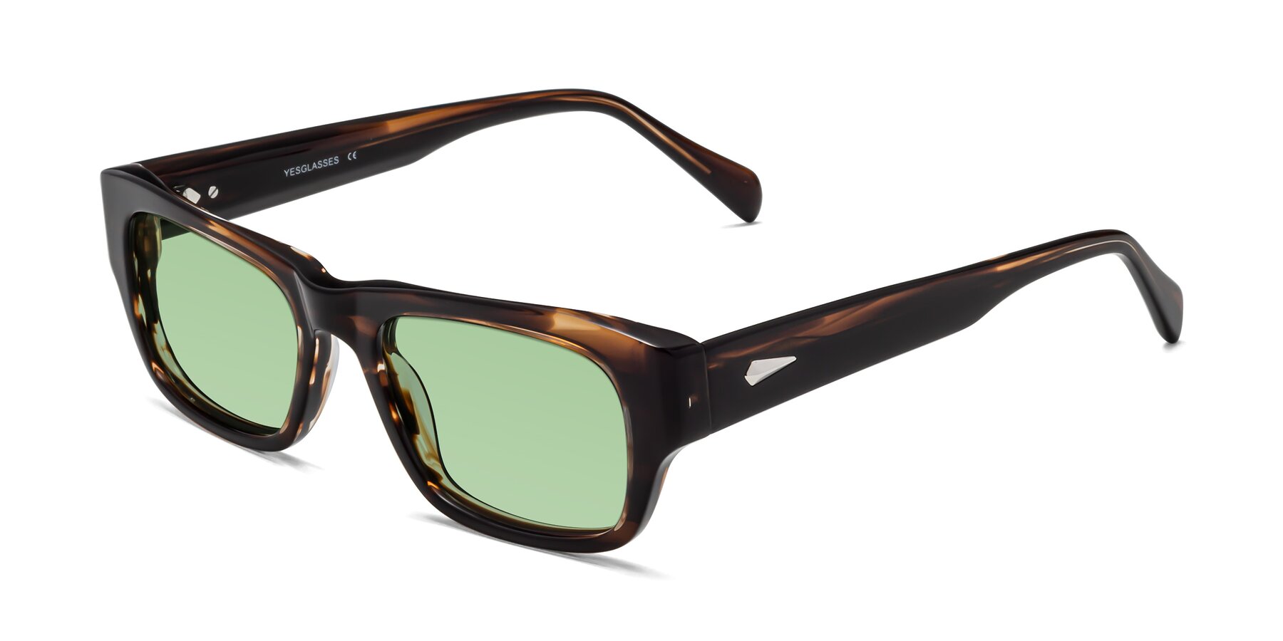 Angle of 1537 in Stripe Brown with Medium Green Tinted Lenses
